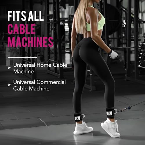 Ankle Strap for Cable Machine,Ankle Cuff for Kickbacks, Booty Hip Abductors,Glute Workouts, Leg Extensions, Curls for Men and Women, Adjustable with Double D-Rings
