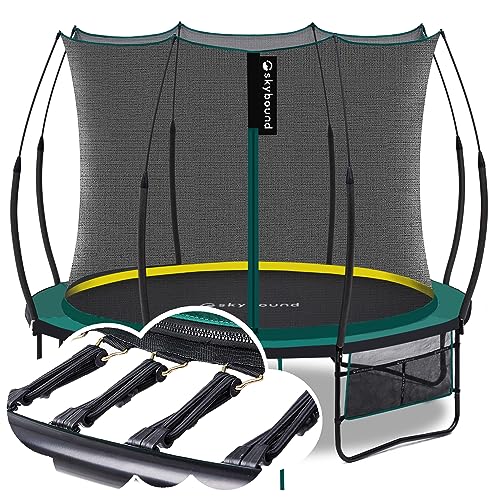 SkyBound 14 FT 12 FT 10FT 8FT 6FT Springless Trampoline for Kids and Adults - Recreational Trampolines with AntiRust Coating - Bungee Cords Outdoor Trampoline for Kids - No-Gap Design Zipper System - color: Green, size: 10 FT | 4 Legs