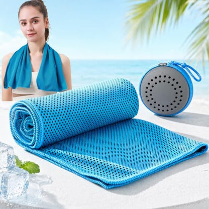 Cooling Towels Cooling Neck Wraps- Gym Coolings Towels with Case, Quick Dry Golf Rags for Running Workout Yoga Travel Outdoor (Blue)