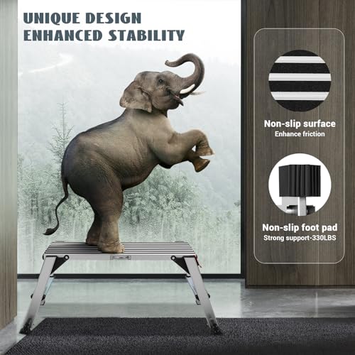 Aluminum Work Platform Step Ladder 40×12×20" Platform Non-Slip 330 LBS - size: One Step-40×12×20"