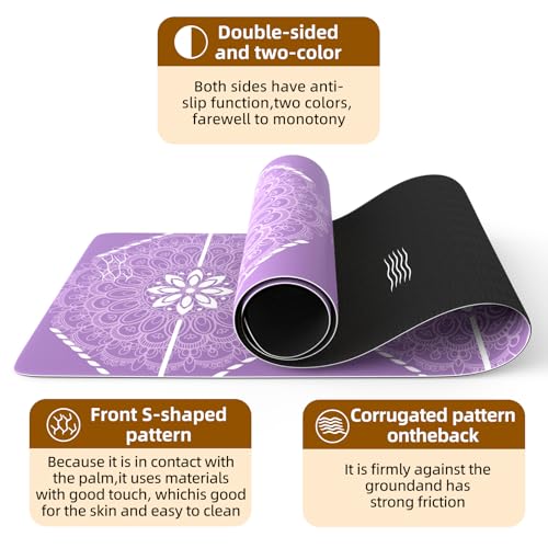 FOLAI Extra Thick Yoga Mat 6mm，pilates mat thick - Non-Slip Exercise Mat for HIIT, Pilates & Home Workouts & Workout with Free Carry Strap - color: body line purple