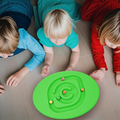 Kids Maze Balance Board Plastic Wobble Rocker Balance Board with Mini Balls Load 170lb for Balancing Exercise Equipment Game Boys Girls Physical Therapy 18.5 x 14.57 Inch(Green,Round) - color: Green, style: Round