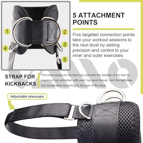 VAIIO Ankle Straps for Cable Machines,Adjustable Comfort fit Neoprene, Reinforce Double D-Ring - Premium Ankle Cuffs to Improve Abdominal Muscles, Lift The Butts, Tone The Legs for Men & Women