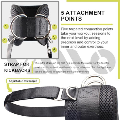 VAIIO Ankle Straps for Cable Machines,Adjustable Comfort fit Neoprene, Reinforce Double D-Ring - Premium Ankle Cuffs to Improve Abdominal Muscles, Lift The Butts, Tone The Legs for Men & Women