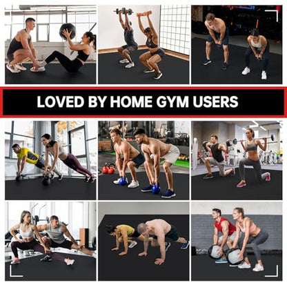 GymCope Large Exercise Mat for Home Workouts, 12x6/10x6/9x6/8x6/7x5/6x4 ft - color: 8'*6'Black