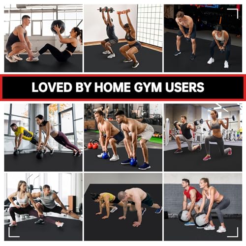 GymCope Large Exercise Mat for Home Workouts, 12x6/10x6/9x6/8x6/7x5/6x4 ft - color: 9'*6'Black
