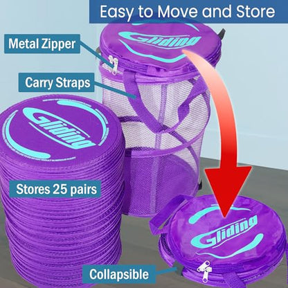 Gliding Exercise Discs: Club Pack for Hardwood Floors (25 Pair, Purple) Workout Sliders in Bulk