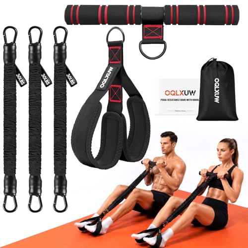 Upgraded Multifunction Pedal Resistance Band with Handle, Adjustable Foot Pedal Resistance Bands for Core, Arm, Legs, Body Strength, Portable Home Gym Workout Equipment for Men & Women - color: Black