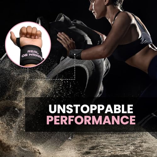 18" OG-Grade Wrist Wraps for Weightlifting – Heavy Duty Wrist Support with Thumb Loop & Lockdown Strap – Wrist Straps for Powerlifting, Bench Press & Gym Training - color: Savage Her Pink
