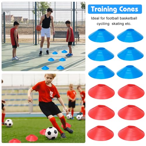 Soccer Speed Agility Training Set - 20FT Agility Ladder 12/16 Sports Cones and Soccer Kick Trainer Football Training Equipment Footwork Drills for Youth and Adults - color: Blue, style: Agility Ladder+Cones+Soccer Trainer