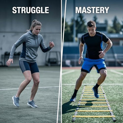 19.7 ft Agility Ladder for Speed & Balance Training, PE Multi-Sport Footwork Ladder with Storage Bag, 16.5 in Wide Soccer Agility Training Equipment for Youth Athletics & Childs Coordination Drills