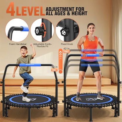 ANCHEER 40" Bungee Rebounder Trampoline with Adjustable Handle, 400LBS - color: Blue