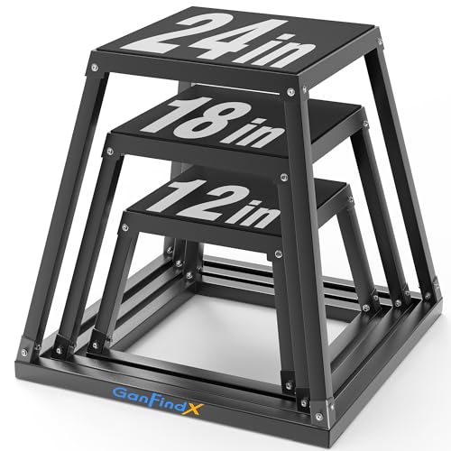 GanFindX 12/18/24" Metal Plyometric Jump Box, Heavy Duty Fitness Platform - size: 12/18/24"