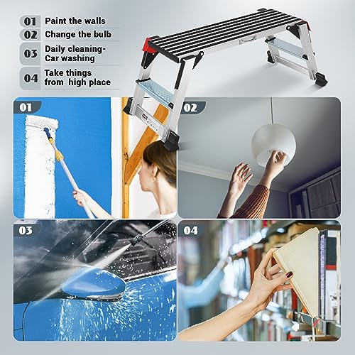 Work Platform Aluminum Step Ladder,36"×12"×18" Step Platform Non-Slip - size: One Step-36×12×18"