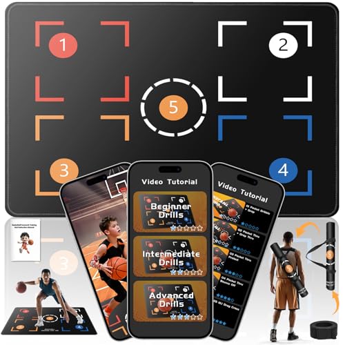 Portable Basketball Footwork Training Mat, Agility Footstep Training Mat, Basketball Pads for Training All Levels, Non-Slip Silent Equipment for All Ages to Improve Speed, Strength and Coordination - color: Black Training Mat