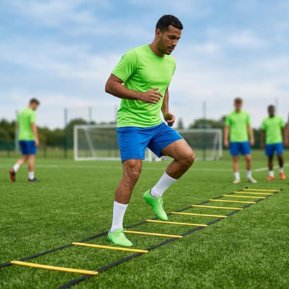 SOFTSOUL Tangle Free Agility Ladder, 12 Fixed Rungs, Heavy Duty Speed & Footwork Training Ladder for Football Soccer Basketball Drills, Portable Exercise Ladder for Kids, Youth & Adults - style: 12 Rungs