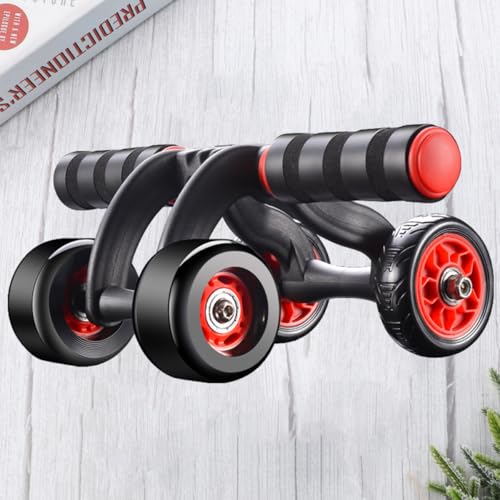 Automatic Rebound Four-wheel Fitness Device with Knee Pad, Silent Abdominal Muscle Roller for Household Core Strength Training and Equipment