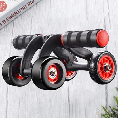 Automatic Rebound Four-wheel Fitness Device with Knee Pad, Silent Abdominal Muscle Roller for Household Core Strength Training and Equipment