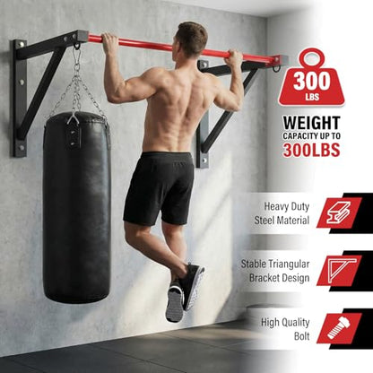 Wall Mounted Pull Up Bar, Heavy Duty Chin Up Bar Wall Mount for Home Gym Workout 500 lbs Weight Capacity Multi-Grip Strength Training Pull-Up Bars for Garage Gym