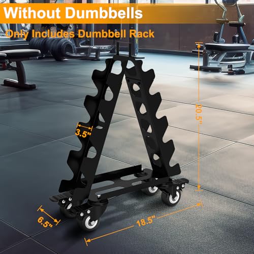 Dumbbell Rack 5 Tier with Wheels(Dumbbells not included),A-Frame Metal Dumbbell Holder with Handle,Multilevel Weight Storage for Dumbbells,Tree Shape Compact Weight Rack/Holder,Perfect for Home Gym
