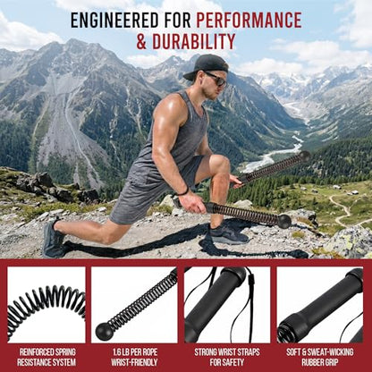 Weighted Ropeless Battle Ropes Home Gym Cordless Heavy Duty Exercise Equipment with Strap Portable Low Impact Cardio Workout Strength HIIT Training Fitness Tool for Arms Core Full Body Father's Day
