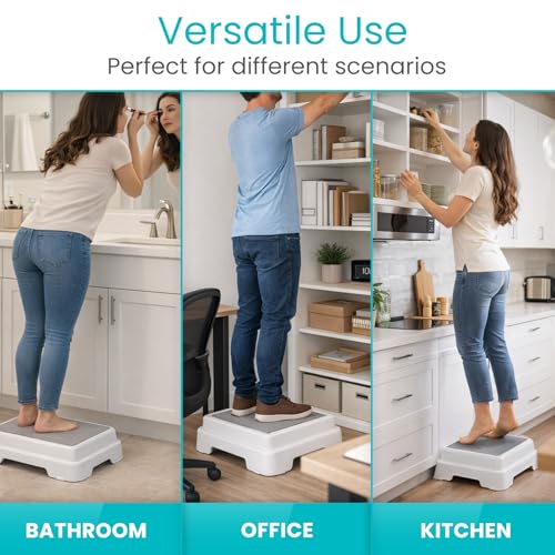 Vive Bath Shower Step Stool (4.5") - Slip Resistant, Stackable, Indoor/Outdoor - Safety Stepping Stool Bathroom Aid for Adults, Handicap, Elderly, Seniors, Bathtub, High Beds, Kitchens - Nonslip