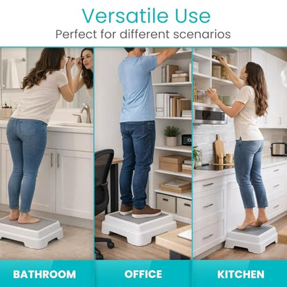 Vive Bath Shower Step Stool (4.5") - Slip Resistant, Stackable, Indoor/Outdoor - Safety Stepping Stool Bathroom Aid for Adults, Handicap, Elderly, Seniors, Bathtub, High Beds, Kitchens - Nonslip