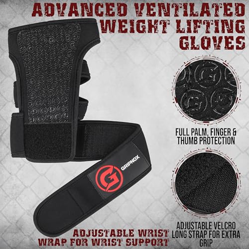 Ventilated Weight Lifting Gloves for Men & Women with Wrist Wrap Support – Padded Fingerless Gym Workout Gloves with Non-Slip Grip for Fitness, Weightlifting & Cross Training