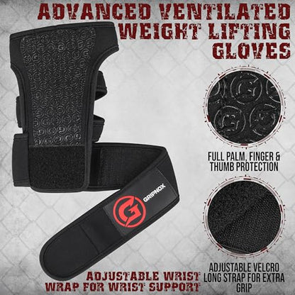 Ventilated Weight Lifting Gloves for Men & Women with Wrist Wrap Support – Padded Fingerless Gym Workout Gloves with Non-Slip Grip for Fitness, Weightlifting & Cross Training