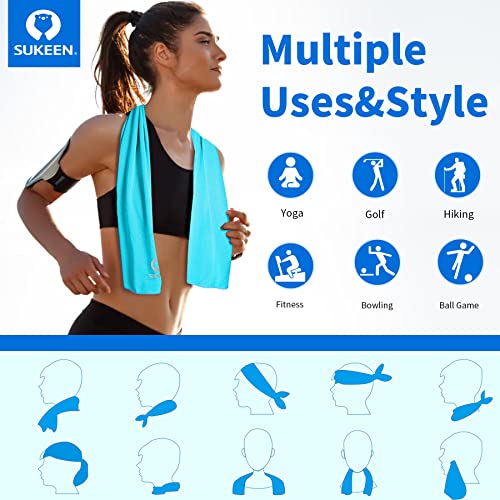 Sukeen Cooling Towels for Neck and Face, Cooling Towel 40" x 12", Microfiber Sports Cooling Towels, Soft Breathable Sweat Towel for Workout,Yoga, Golf, Gym, Camping, Sport, Running(12 Pack)