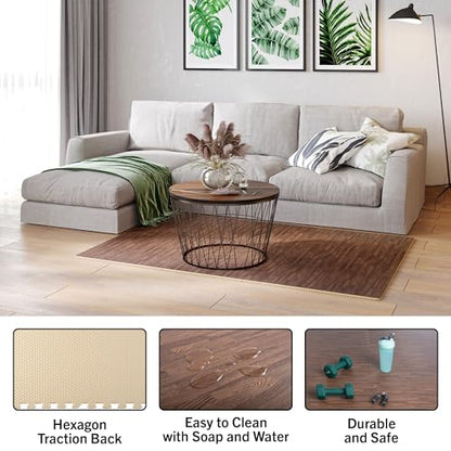 Stalwart Wood Grain Foam Floor Tiles - 24sqft Total, Dark, 6-Pack - color: Dark Wood Grain, size: 6 Pack