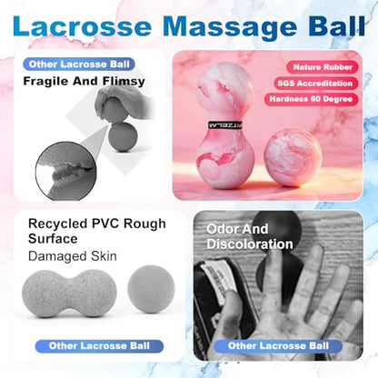 Double Lacrosse Massage Ball for Myofascial Release, Quality Certification, Massage Deep Tissue for Waist Back Feet, Trigger Point Therapy, Muscle Knots, Peanut Massage Ball for Muscle Pain