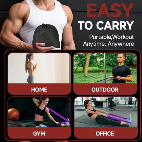 Resistance Bands Set with Door Anchor, Multi-Levels Pull Up Assistance Bands, Exercise Bands for Working Out, Stretching, Muscle Training, Physical Therapy (Men/Women)