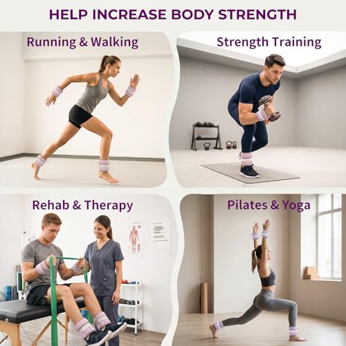 Adjustable Ankle Weights for Women Men A Pair of 1-3/4/5/6/8/10/20LBS - color: Purple