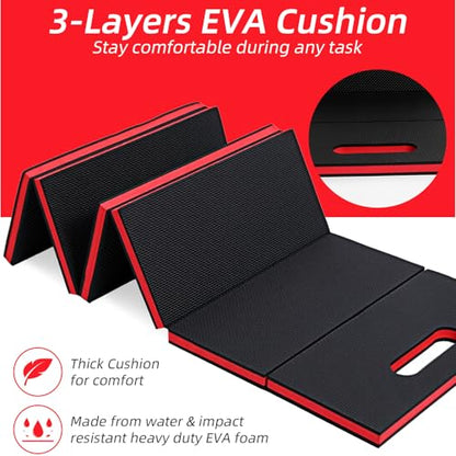 Kifmurase 1" Foldable Thick Kneeling Pad Comfortable EVA Foam Knee Pads - color: Red