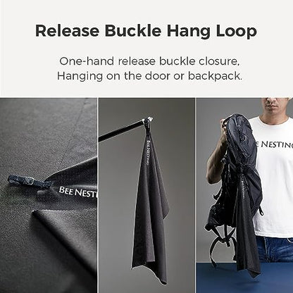 Bee Nesting Ultralight Quick Dry Towel - Medium&Small 2 Pack Microfiber Towels with Compact Packable Pocket for Lightweight Backpacking Travel, Beach, Gym, Camping & Hiking(Grey, M&S 2 Set) - color: Grey, size: M&S