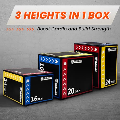 Fitvids Plyo Box, 3-in-1 Foam Plyometric Jump Box, 16”x20”x24” Box Jump for for Home Gym Training Fitness Workout Exercise