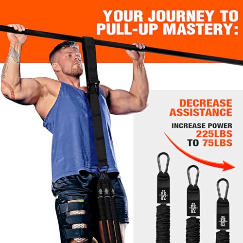 Pull Up Assistance Bands, Pull Up Bar Resistance Bands, Pull Up Bands for Enhanced Strength Training, Muscle Training, 3 Heavy-Duty Adjustable Pull Up Assist Strap & Comfortable Foot Strap - style: Black