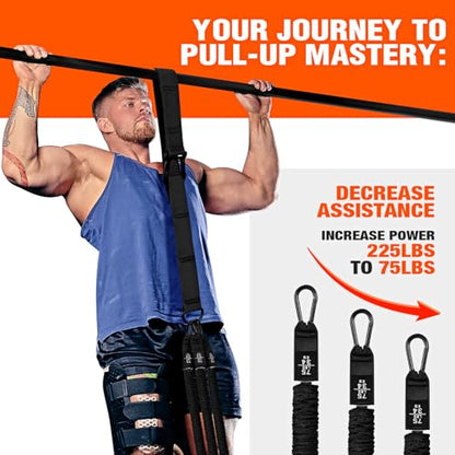 Pull Up Assistance Bands, Pull Up Bar Resistance Bands, Pull Up Bands for Enhanced Strength Training, Muscle Training, 3 Heavy-Duty Adjustable Pull Up Assist Strap & Comfortable Foot Strap - style: Black