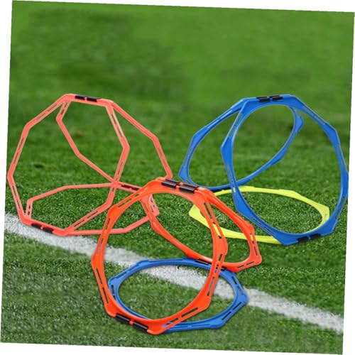 Kisangel Multi-Function Speeds Train Rings and Octangular Agility Circles Set, Portable 36cm Football Training Rings in Yellow, Orange, Blue, and Green for Soccer Speed and Agility Drills
