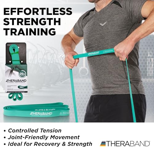 THERABAND High Resistance Band, Medium Elastic Super Band for Full Body Workouts, Physical Therapy, Strength Training, Durable 41” Loop Exercise Band, 25 lb Resistance - size: Medium (25 lbs)