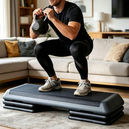 ZENY 43'' Exercise Aerobic Step Platform, Adjustable Fitness Stepper with 4 Stackable Risers, Aerobics Stepper Workout Stepper for Home Gym Cardio Strength & Training