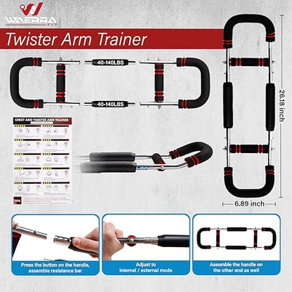 Adjustable Power Twister Arm Trainer - Chest Workout Equipment for Home Gym, Forearm Trainer & Muscle Exerciser for Men and Women, Portable Home Workout Strength Training, Upper Body Exercise Bar