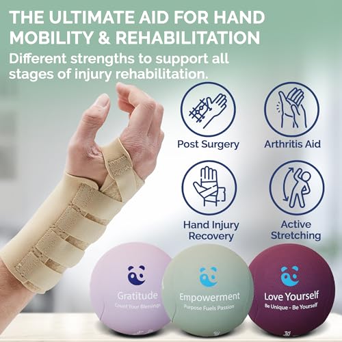 Mind & Body Stress Balls for Adults - Multi-Density Squeeze Balls for Hand Therapy & Grip Strengthening - Stress & Anxiety Relief - Choose 3-Ball (Soft, Medium & Hard) or 2-Ball (Soft & Hard) Sets