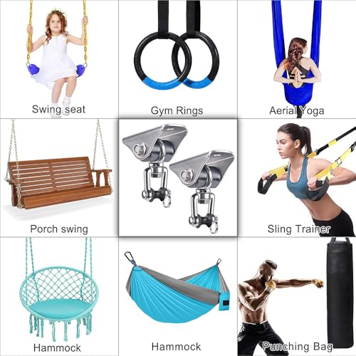 SELEWARE Silent Swing Hangers Stainless Steel Ceiling Swing Mount 2 Pack - color: Silver ( 2 Pack 360° Swing Hanger )