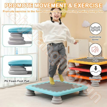 Sensory Trampoline for Autism Kids Indoor, 25 Inch Square Leaps and Rebounds Trampoline, Bouncing Board with Non-Slip Base, Mini Trampolines Bounce Board Jumping Toys, Max Loaded 165 lbs - color: Blue