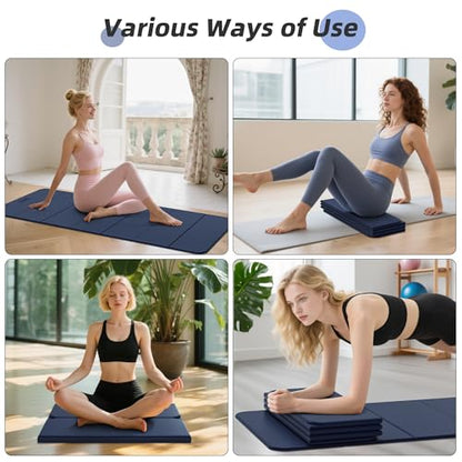 Foldable Yoga Mat,74"Lx32"Wx1/3"Thick,Folding Exercise Mat,Non-slip Wide Pilates Mats for Home Workout/Travel, Portable Yoga Mat Thick for Yoga/Pilates/Camping/Floor Exercises