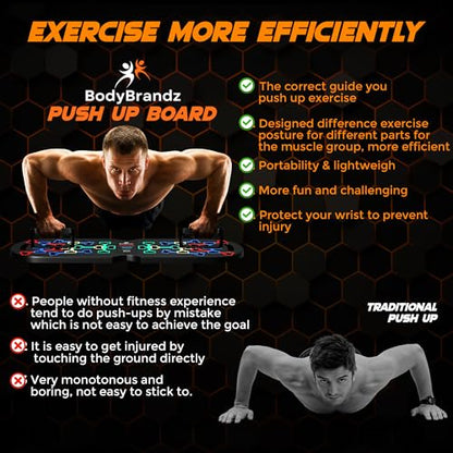 Push Up Board – Pushup Board Exercise Equipment with Resistance Bands, Pushup Handles – Fitness Equipment for Strength Training, Full-Body Workout – Foldable Push Up Board for Home, Gym