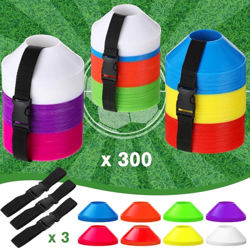 Liliful 300 Pcs Soccer Cones for Drills Mini Disc Cones with Carry Strap Soccer Training Equipment for Kids Adult Agility Drills Sports Football Basketball Coaching Practice