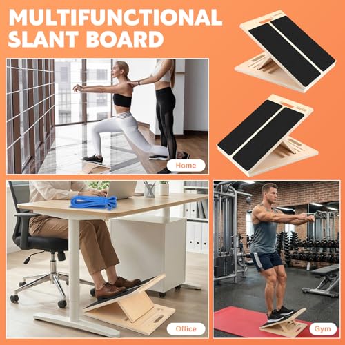 Slant Board for Calf Stretching, Adjustable Wooden Calf Stretcher Incline Board, Calf Stretch Board for Squats Leg Knees Heel Ankle Stretching